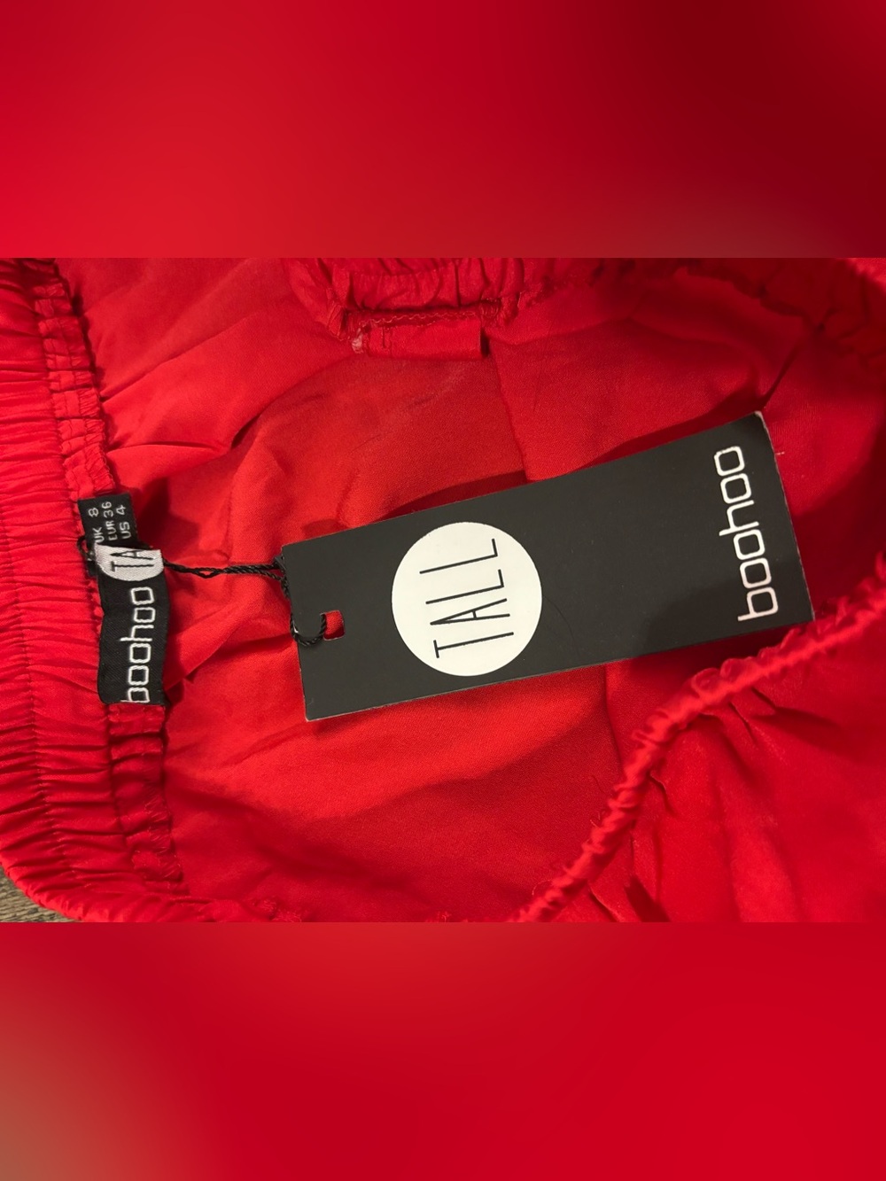 Boohoo Tall Red Maxi Skirt with Front Button Slit - Picture 2 of 5